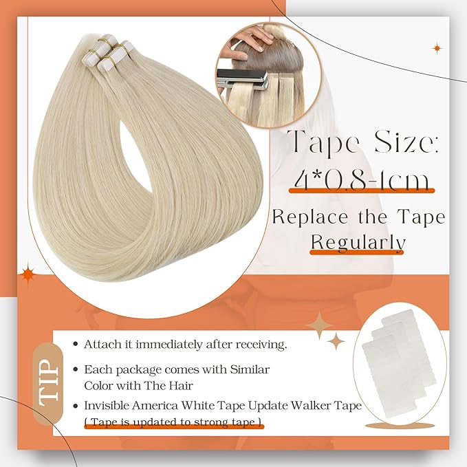 Full Shine Tape in Hair Extensions Color 613 Blonde 10Inch Short Remy Tape in Extensions Human Hair 30Gram 20Pcs Double Sided Adhesive Tapes in Invisible Skin Weft for Women Seamless Natural Straight