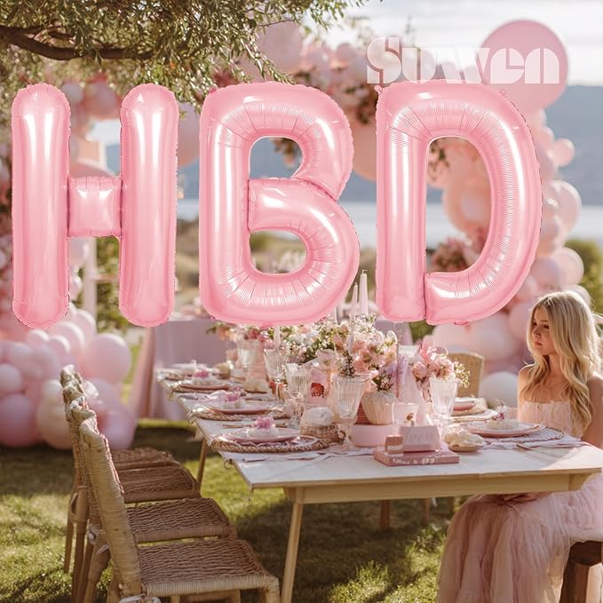 SUWEN 40 Inch Pink Large T Letter Balloons Big Foil Helium A-Z | Jumbo Mylar - Image 3