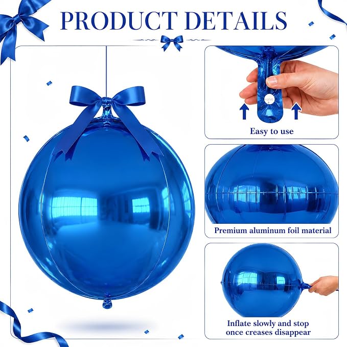 Black Blue Round Foil Balloons - Image 8