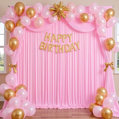 20ft x 12ft Wrinkle Free Pink Backdrop Curtains - Image 8