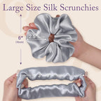 OLESILK Silk Scrunchies Oversized 100% Mulberry: Large for Long Thick Hair, Soft and Smooth for No Damage Hair Care Sleeping, Vintage Fashion