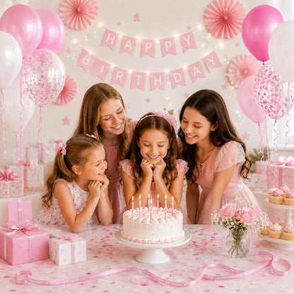 BEISHIDA 250 Yards Pink Happy Birthday Printed Crimped Curling Ribbon Balloon - Image 5