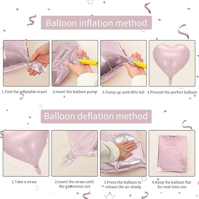 Baby Pink Heart Balloons: 10PCS 18inch Pastel Pink Beige Foil Heart Balloons - Image 3