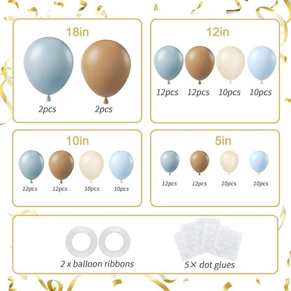 136pcs Dusty Blue & Brown Balloon Arch Kit – 18/12/10/5 Inch Balloons | Balloons - Image 2