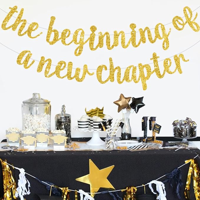 BEISHIDA Gold Pre-Strung Glitter The Beginning of A New Chapter Banner | - Image 6