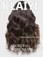 KLAIYI 13x4 Pre Everything Lace Front Chocolate Brown With Highlights Loose Body Wave Wig Human Hair Pre Cut Lace Pre Bleached Bye Bye Knots Pre Plucked Ombre Glueless Wear Go Wig Ready to Wear 18Inch