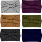 IVARYSS Wide Headbands for Women, Solid Knotted Head Wraps Turbans, Large African Style Head Bands Hair Accessories, 6 Pack