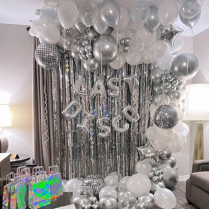 HILAVO 22 Inch Large 4D Metallic Silver Disco Ball Balloon - Image 6