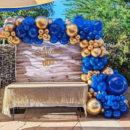 Royal Blue and Gold Balloon Arch Garland Kit 153pcs - Image 4