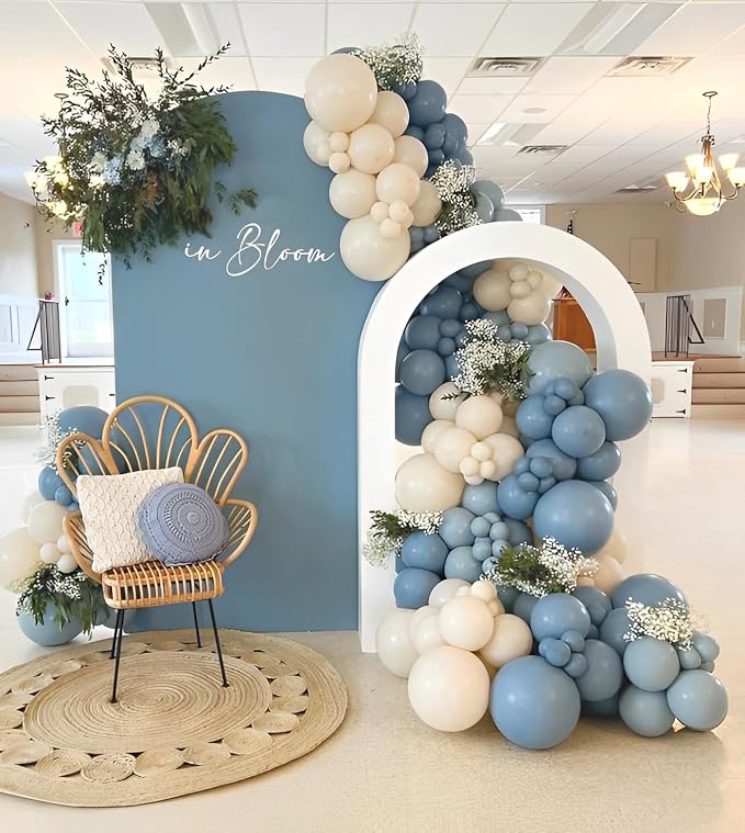 Dusty Blue Sand White Balloons - Image 5