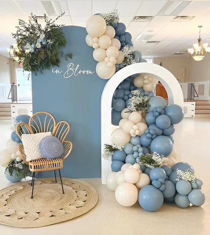 Dusty Blue Sand White Balloons - Image 5