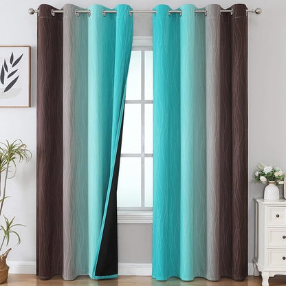Full Room Darkening Gradient Blackout Curtains 96 Inch Length 2 Panels Set by ESTELARTEXTILER