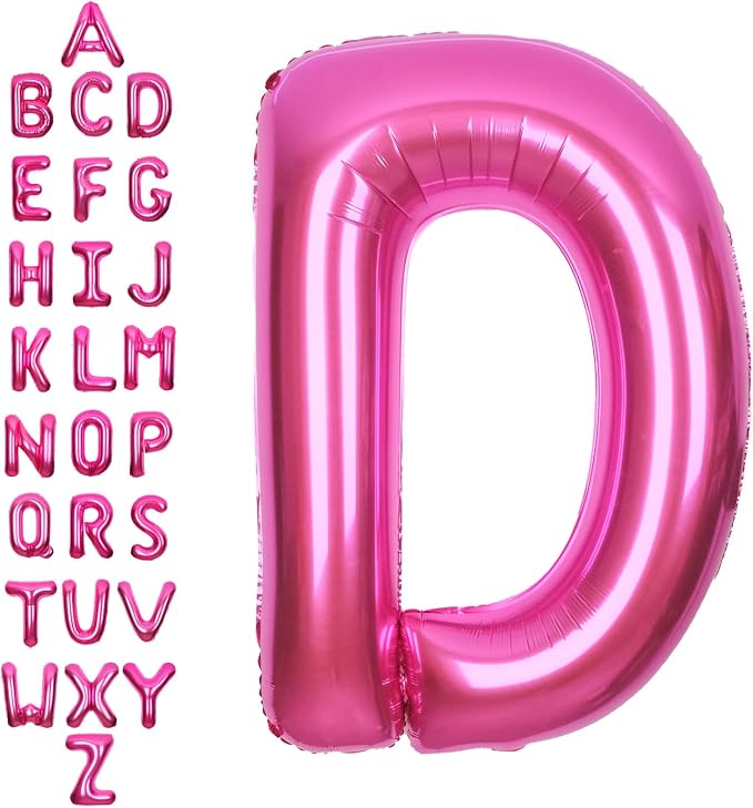SUWEN 40 Inch Hot Pink Large D Letter Balloons Big Foil Helium Letter A-Z | by SUWEN