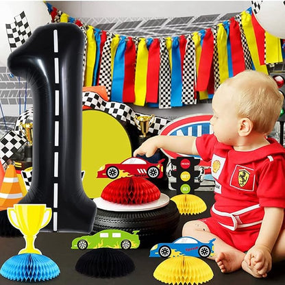 TONIFUL 40 Inch Large Race Car Number 1 Balloon 1st Birthday Decorations | 1st - Image 5