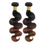 Body Wave Ombre Bundles Human Hair T1B/2/30 Chestnut Brown Ombre Color 2 Bundles of 16 Inch 100% Real Human Hair Unprocessed Raw Material For Quicky Weave