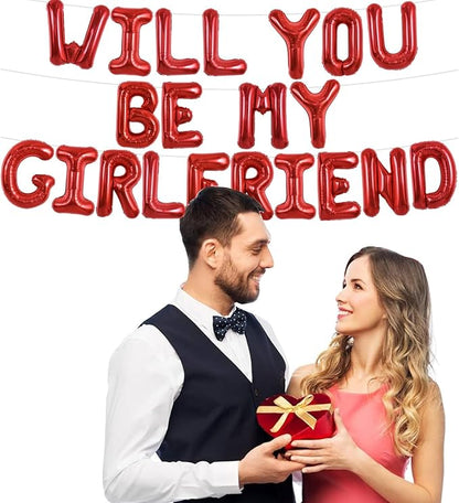 TONIFUL 16 Inch Red Will You Be My Girlfriend Letter Balloons Be My Girlfriend - Image 5