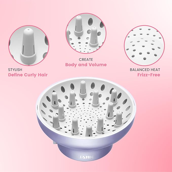 Universal Hair Diffuser “Super Sturdy” 1.7 Inch to 2.6 Inch for Natural Curly and Wavy Hair, Hair Dryer Attachment (Black Matte)