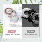 JessLab Spiral Hair Ties for Women, 10-Pack Traceless No-Damage Ponytail Holders, Coils Hair Bands for Girls, Assorted Colors