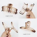 5PCS Claw Hair Clips for Women - Matte Amber Brown Non-Slip Medium Large Clamps for Thin Thick Hair, Multi-Style Fashion Accessories