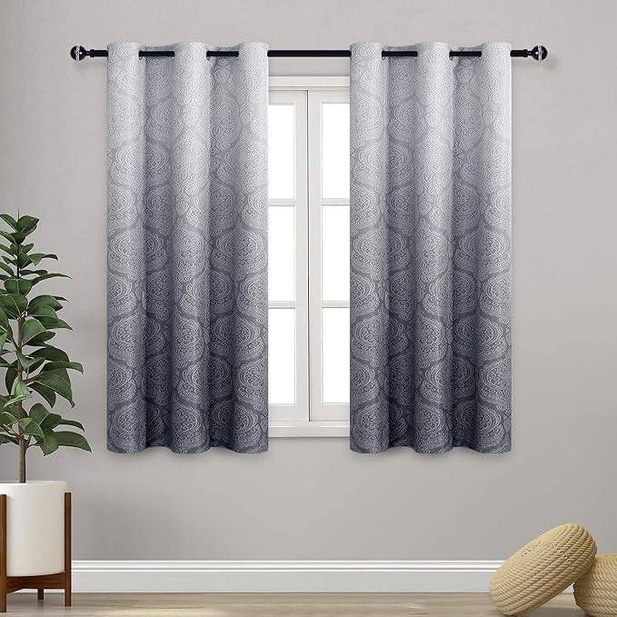 DWCN Grey Ombre Short Curtains for Kitchen by DWCN