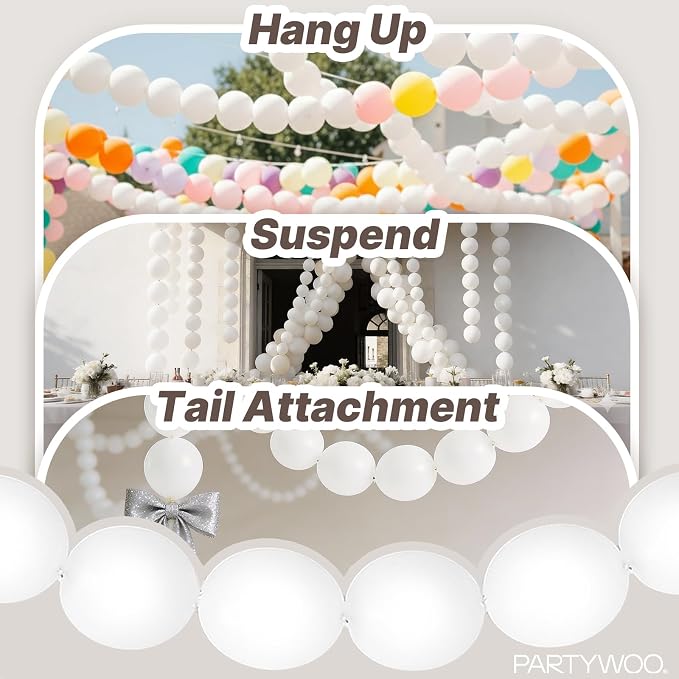 PartyWoo White Linking Balloons 100pcs 12 Inch White Link Balloons | - Image 6