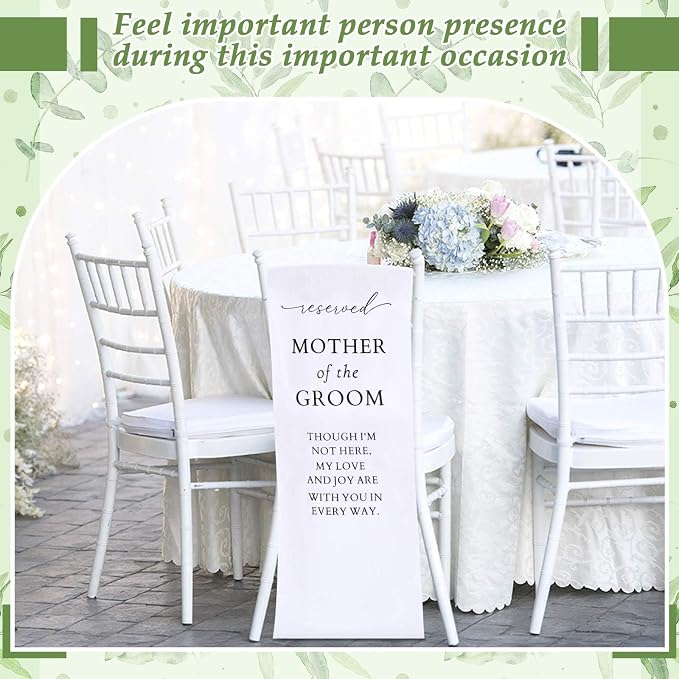 HunnmingRe Mother of the Groom Wedding Memorial Reserved Chair Sign Banner in - Image 4