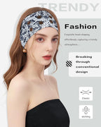 Grommet Headband for Women, White Paisley 23cm Hollow Out Elastic Hair Band, Eyelets Punk Grunge Stylish Hairband