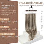 Ve Sunny Clip in Hair Extensions Real Human Hair for Women Full Head Straight Remy Clip in Extensions Light Brown Highlights Platinum Blonde 7pcs 120g 16 inch