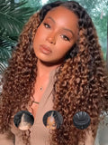 YIROO EasiContour V Part Wigs Ombre Brown Glueless Human Hair Upgrade U Part Wig with Dark Roots Highlight V Shape Clip Wigs Beginner Friendly with Drawstring Ready to Wear Chestnut Brown Color 16Inch