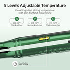 Small Flat Irons for Short Hair, 15s Ultra Fast Heat Up Pencil Flat Iron, Negative Ions Mini Flat Iron for Edges, 3/10'' Travel Hair Straightener with LED Display Auto Shut Off（Green）