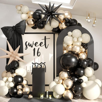 Black White Gold Balloon Garland Kit by Govpy