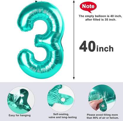 Number 3 Balloons 40 Inch for 3rd 33 Birthday Party Decorations, - Image 5