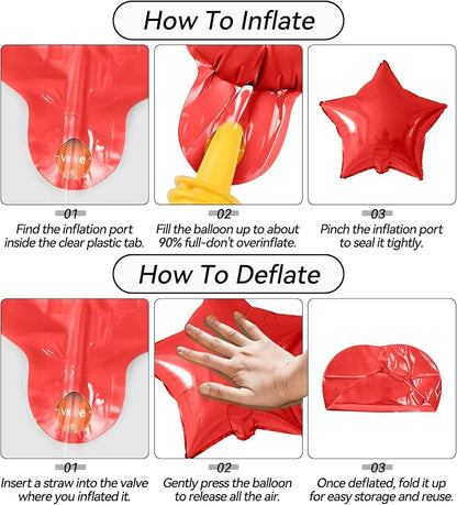 Red Green Gold Star Foil Balloons, 18 Inch Large Metallic Stars Balloons Helium - Image 9