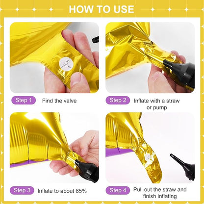 Gold and Purple Square Foil Balloons 25 Pcs Metallic Gold and Purple Balloons - Image 2