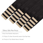 WENNALIFE Tape in Hair Extensions Human Hair, 20pcs 50g 16 inch Natural Black Remy Hair Extensions Straight Human Hair Tape in Extensions Skin Weft Tape Extensions Human Hair