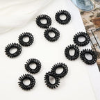 Spiral Hair Ties (Small Black, 50 Pcs Plastic Spiral) - Coil Ponytail Holders for Thick Hair, No Crease Phone Cord Ties for All Types