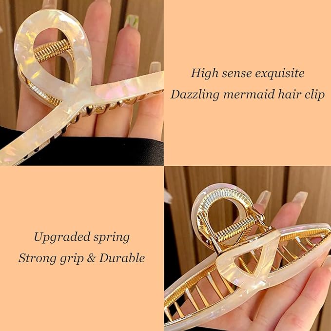 Big Butterfly Claw Hair Clips for Women - 4.5" Acetate & Metal Hair Accessories for Long, Thick Hair (3 Pcs)