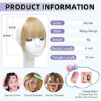 Wispy Bangs Hair Clip, 100% Human Hair Clip In Blonde Bangs for Women, Soft Layered Fake Bangs with Feathered Fringe, Easy Clip-On Design for Daily Wear & Halloween