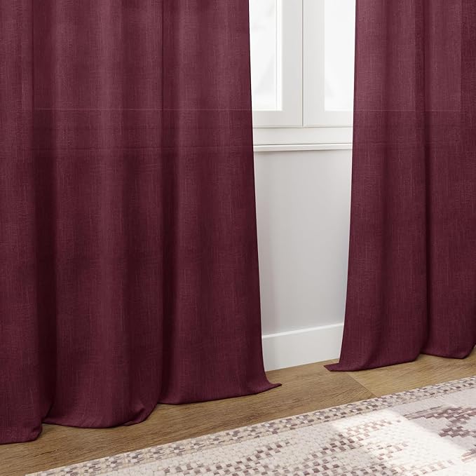 Burgundy Linen 112 Inch Curtains - Image 5