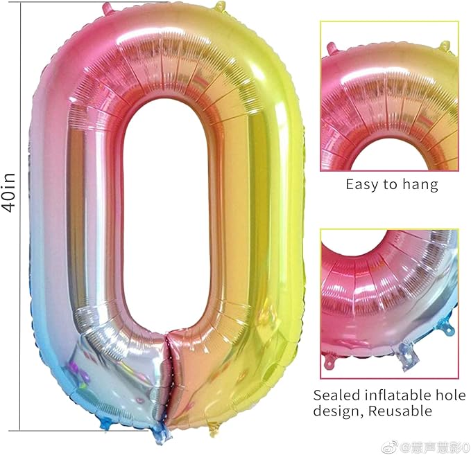 40 Inch Number Balloons 0-9 Rainbow Gradient Large Number 6 Balloons, Digital - Image 4
