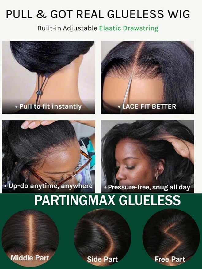KLAIYI Pre Everything Glueless Layer Side Part Loose Body Wave 13x4 Lace Front Wigs Human Hair Drawstring Curtain Bangs Face framing Pre Bleached Knots Pre Plucked 3S Ready to Put On and Go Wig 18Inch