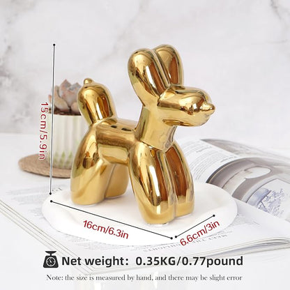 Notakia Large Golden Cute Ceramics Balloon Dog Statue Crafts Living Room - Image 2