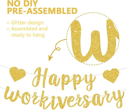 Gold Glitter Happy Workiversary Banner - Image 2