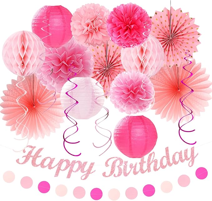 Light Hot Pink Birthday Party-Decorations by Huglony