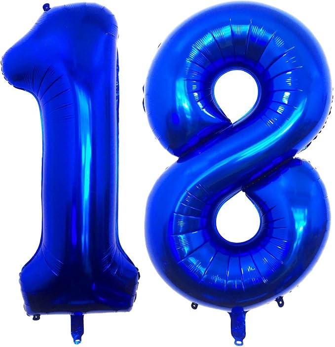 Navy Blue 18 Number Balloons, 40 Inch Giant Number 18 Balloons Foil Mylar by Lovoir