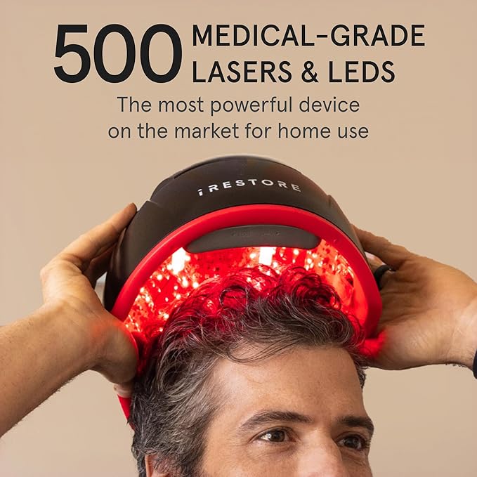 iRestore Elite - Laser Red Light Therapy for Hair Growth System - FDA Cleared Hair Loss, Hair Thinning & Alopecia Treatment for Men & Women - Laser Cap for Hair Regrowth Stimulates Denser Fuller Hair