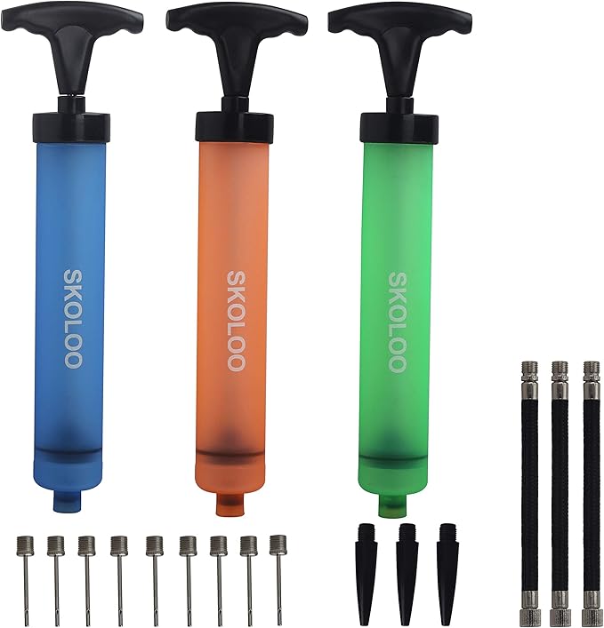 SKOLOO 10" Portable Hand Air Ball Pump Inflator Kit by SKOLOO