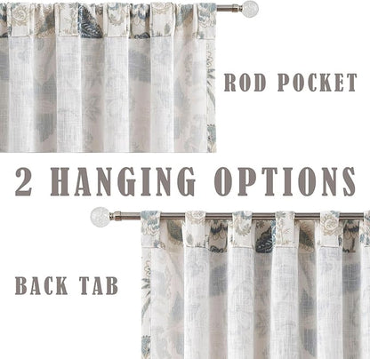 Kayne Studio Blue Grey Floral Botanical Rod Pocket Light Filtering Curtains | - Image 4