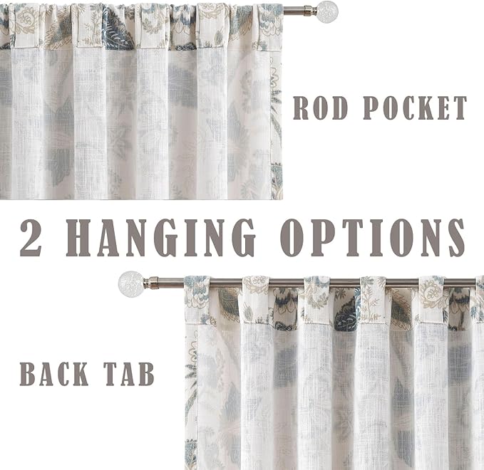Kayne Studio Blue Grey Floral Botanical Rod Pocket Light Filtering Curtains | - Image 4
