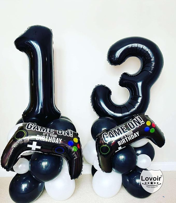 Black 14 Number Balloons, 40 Inch Giant Number 14 Balloons Foil Mylar Helium - Image 5